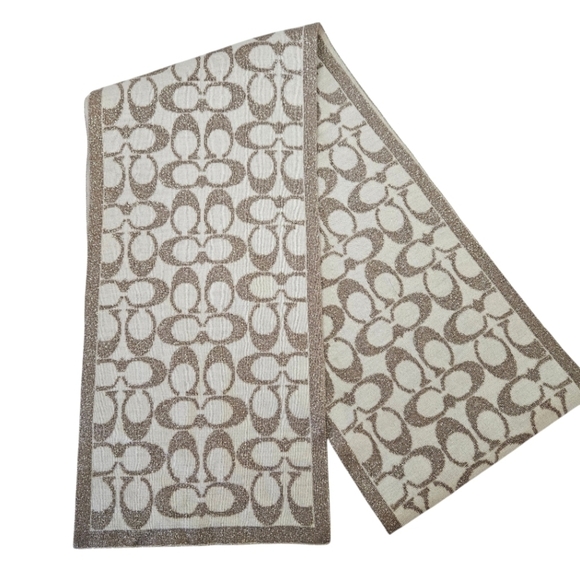 Coach Glitter Signature Logo Double-Sided Rectangle Scarf - Picture 1 of 6